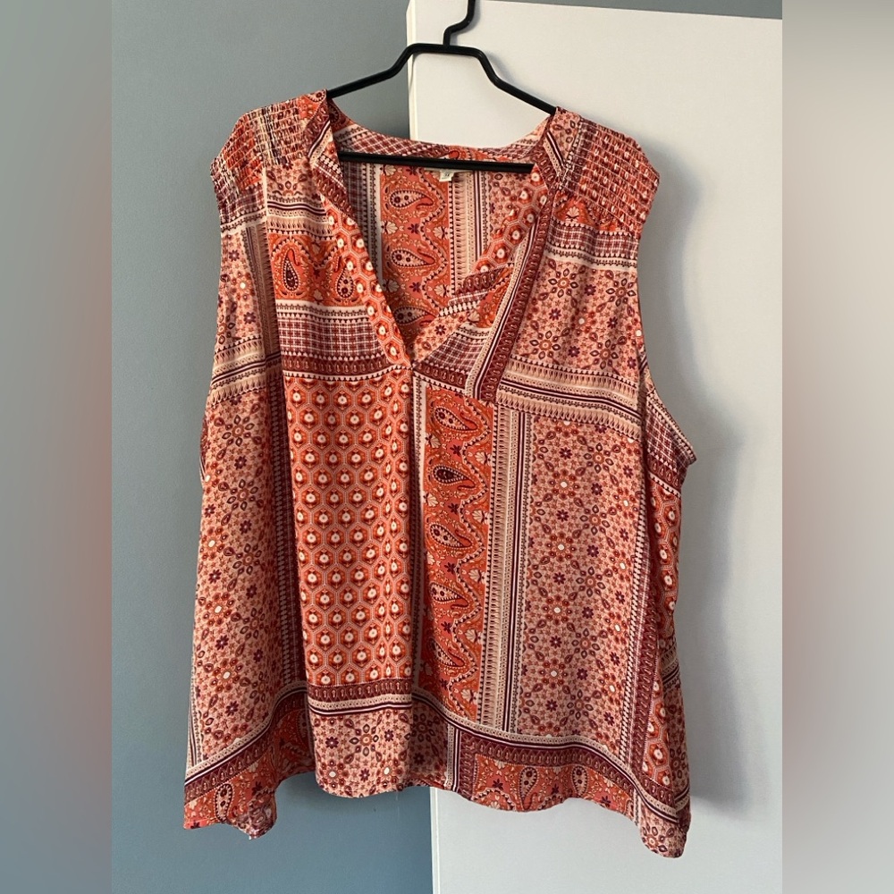Bohemian Sleeveless Top in Red and Orange